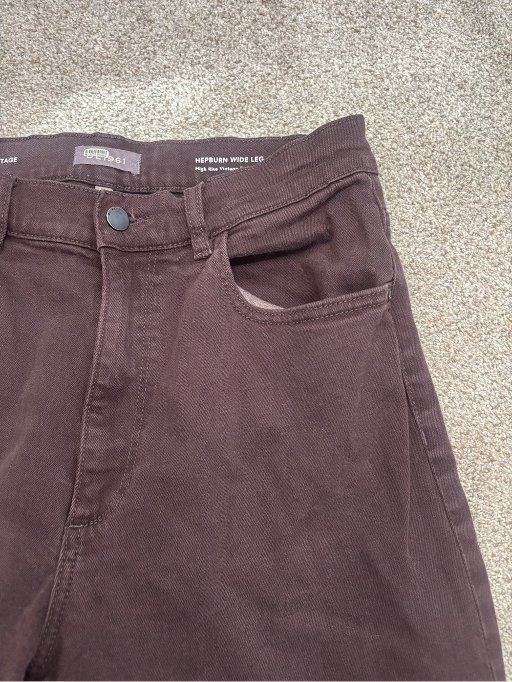 DL 1961 Hepburn Wide Leg High-Rise Vintage Dark Cocoa Brown Jeans Size 29 - Picture 11 of 14